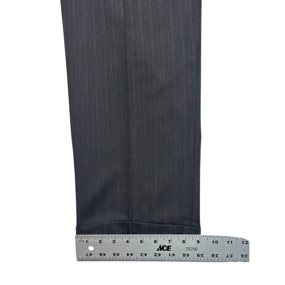 Alexandre London Savile Row 42L 34x32 Black Stripe 2pc‎ Pant Suit Wool Pleated
